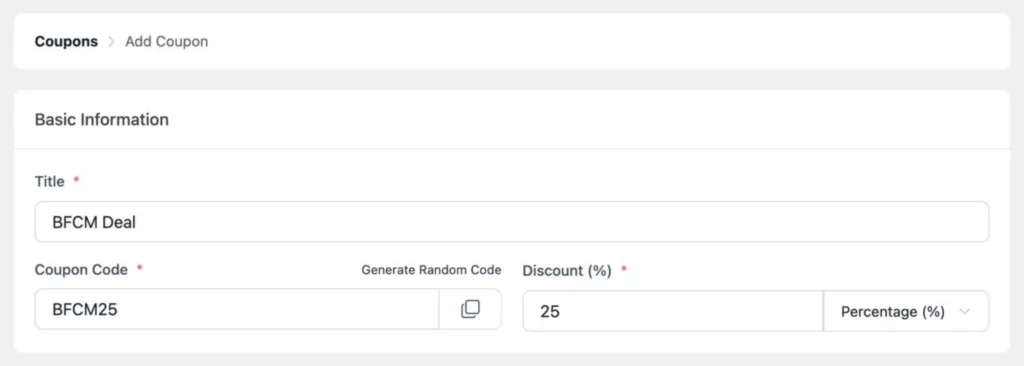 add basic information under coupon setting